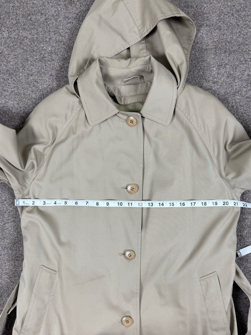 Vintage London Fog Tan Long Belted Trench Coat Women’s 10 Removable Hood & Liner - Picture 11 of 11